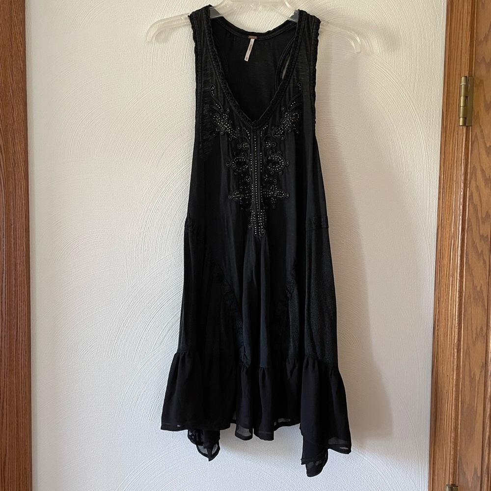 Black Free People Sundress with Gold Beading